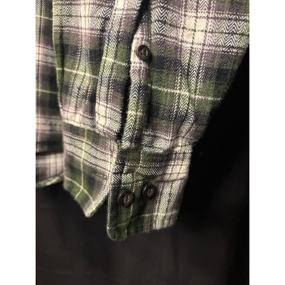 Eddie Bauer Flannel Shirt Mens XL Green Plaid Button Up Long Sleeve Cotton - Picture 9 of 11